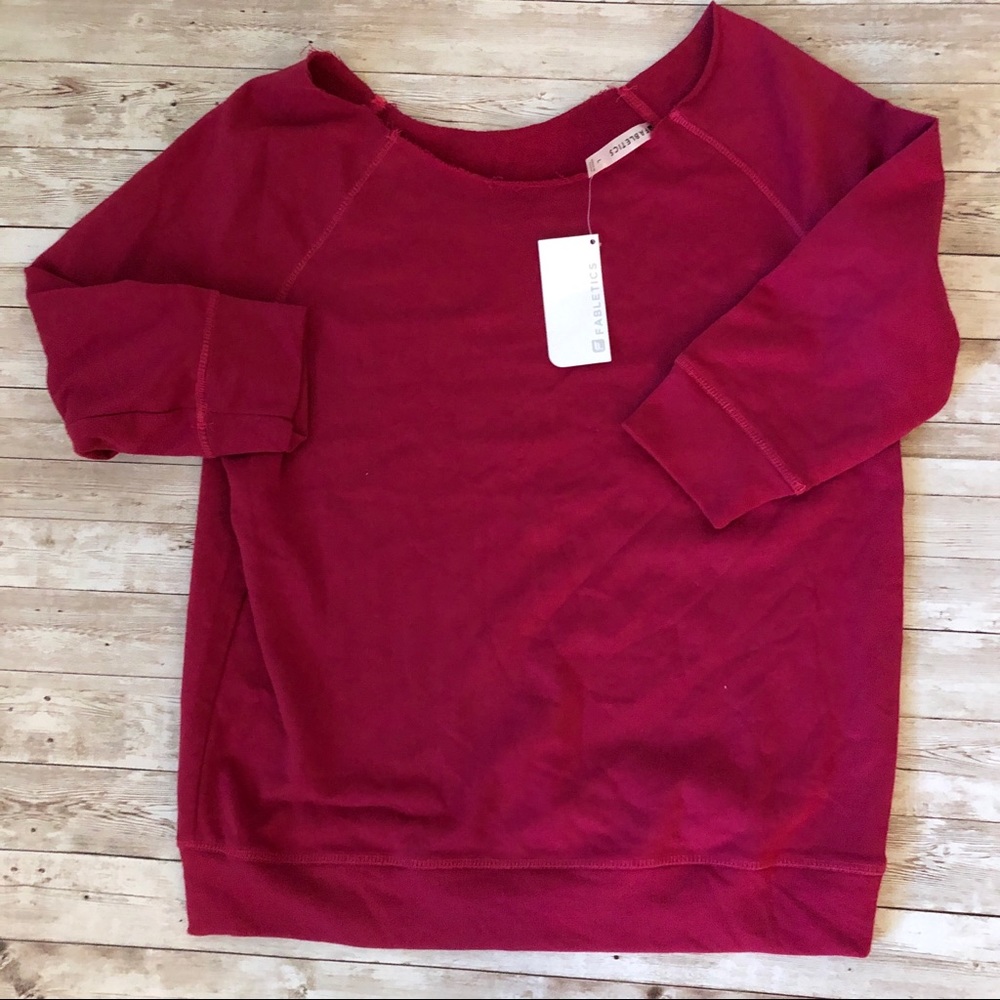 Fabletics raw edge crew sweatshirt new with tags large